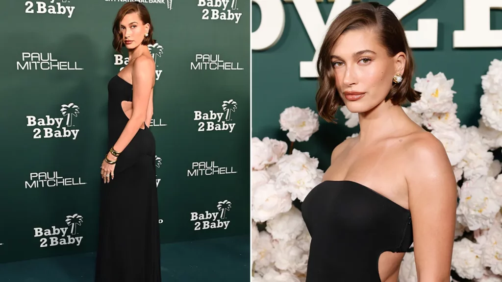 Dazzling Elegance: Hailey Bieber’s Show-Stopping Red Carpet Look at Baby2Baby Gala Sets Social Media Ablaze!